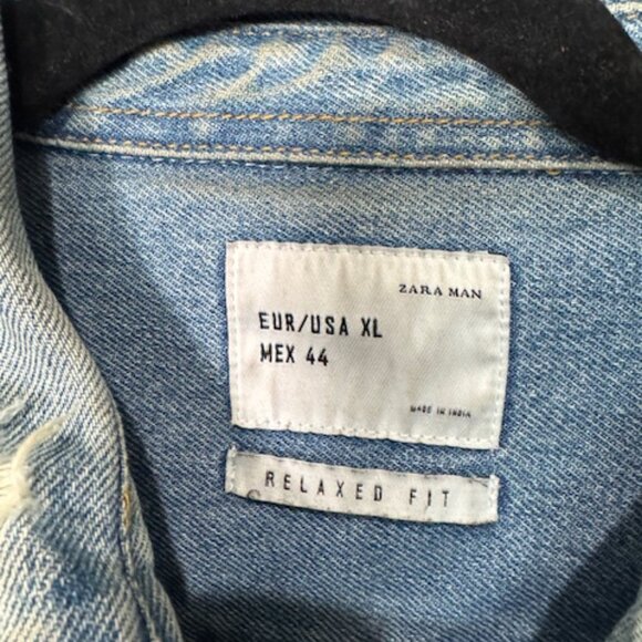 ZARA Man Distressed Denim Shirt Jacket – Light Wash - Picture 2 of 3